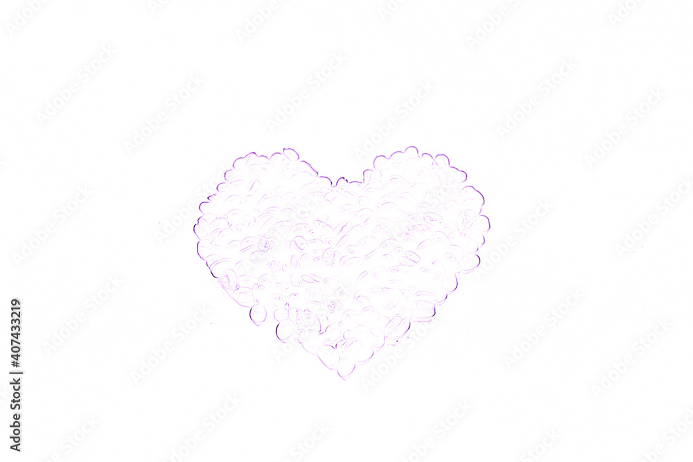 pink heart on white background. Ornate glow stylish backdrop in purple and white colors for festive card. Cool creative jewellery design great for layout of invitation. Modern art oriental style 