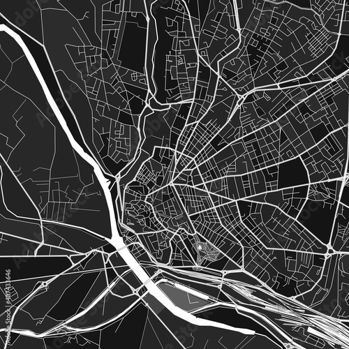 Beziers, France dark vector art map