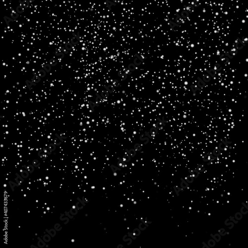 real snow background black abstract texture, snowflakes falling in the sky, overlay on any object © VetalStock