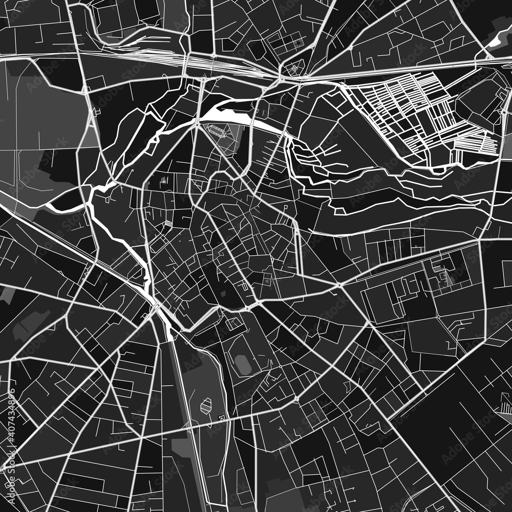 Bourges, France dark vector art map