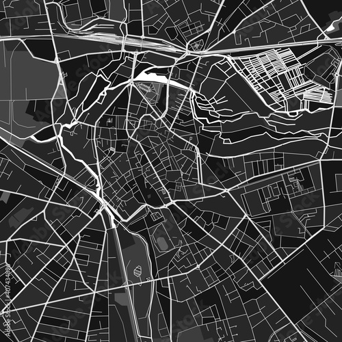 Bourges, France dark vector art map