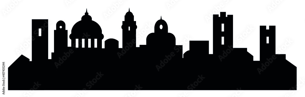 Fototapeta Black skyline of Bergamo in white background in vector file