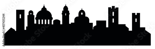 Black skyline of Bergamo in white background in vector file