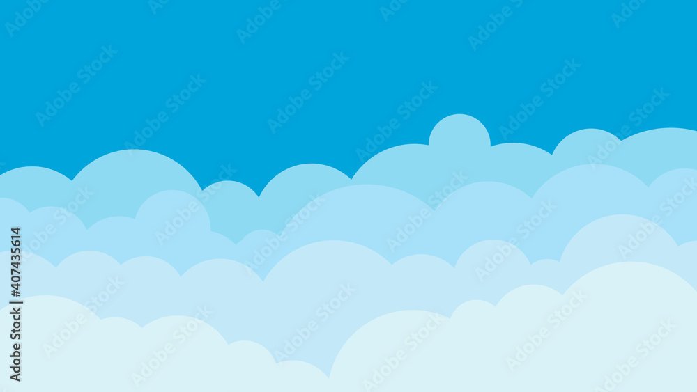 Blue sky with white clouds background illustration.