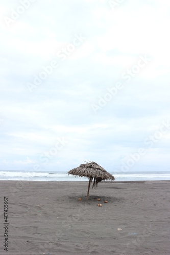 lonely beach hut on the beach