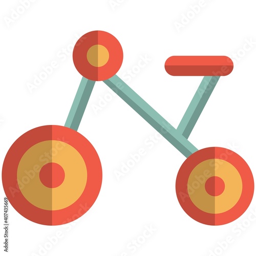 Kids bike icon, flat vector isolated illustration. Vintage child tricycle.