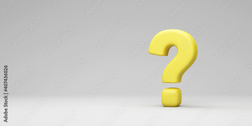 Yellow Question Mark on gray studio background Yellow Question Mark on gray studio background