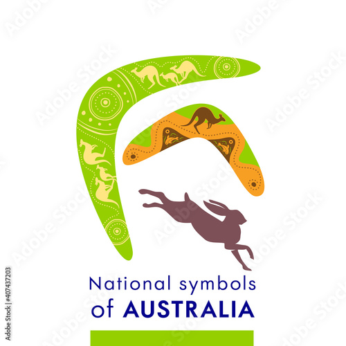 Vector illustration symbol of Australia boomerang folk aboriginal weapons..
