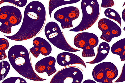 Ghosts and skulls seamless ...