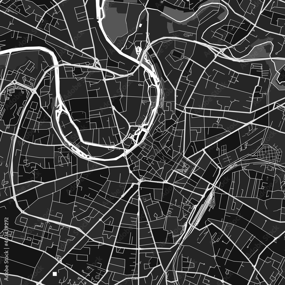 Niort, France dark vector art map