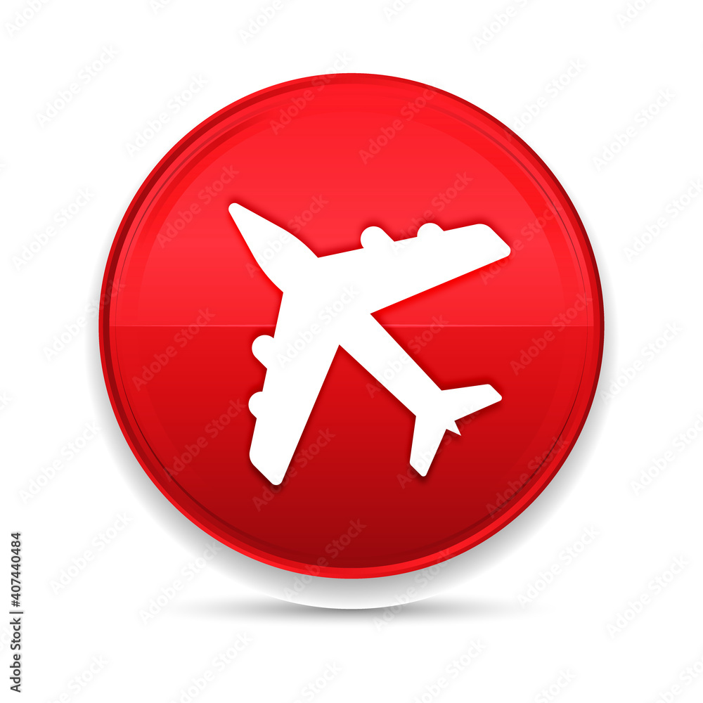 Plane icon shiny luxury design red button vector Plane icon shiny luxury design red button vector
