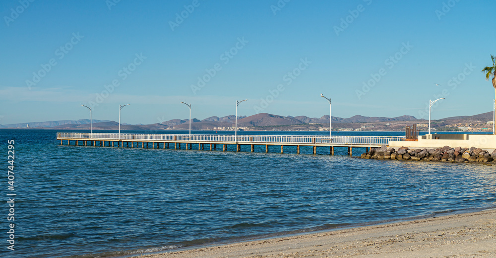 bridge in the Malecon of La Paz Baja California Sur. Mexico, by the sea of cortes