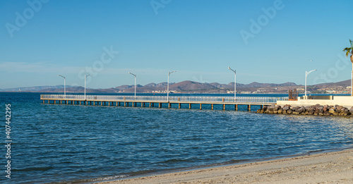 bridge in the Malecon of La Paz Baja California Sur. Mexico, by the sea of cortes