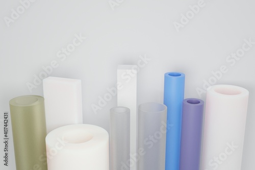 3d rendering ,silicone tube, rubber, industrial materials. Illustrations for teaching aids, product catalogs, books. photo