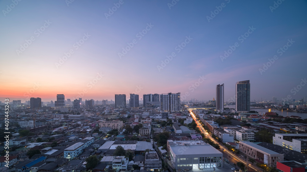 morning time view of Bangkok city, Thailand