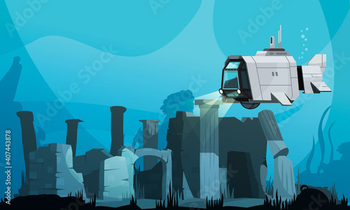 Flooded Atlantis Cartoon Background