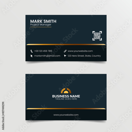 Dark and Golden Creative Business Card Design Template
