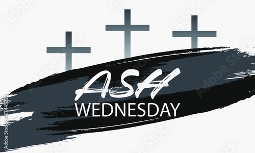 Ash Wednesday is a Christian holy day of prayer and fasting. It is preceded by Shrove Tuesday and falls on the first day of Lent, the six weeks of penitence before Easter. Vector EPS 10.