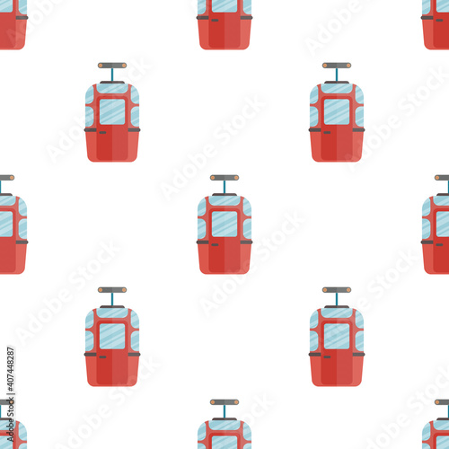 Seamless pattern with ski elevator. Ski cable lift for ski resort and winter sports. Design for tourist. Vector illustration cable car.