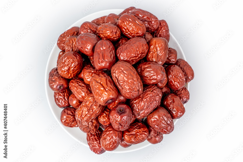 Red jujube on white background Red jujube on white background