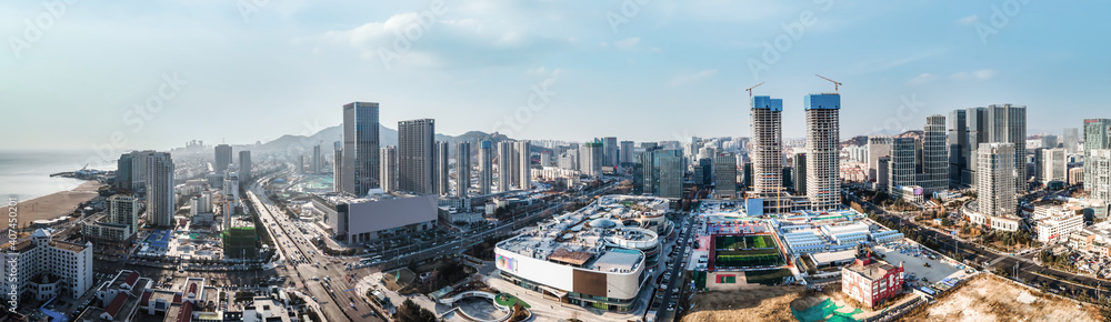 Obraz premium Aerial photography of modern urban architectural landscape of Qingdao, China