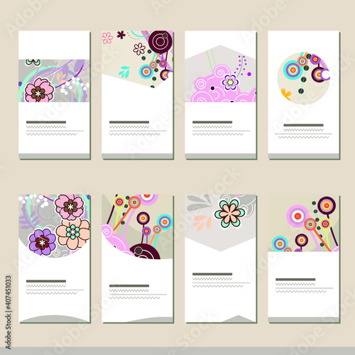 Set with different floral templates. Cards for your design