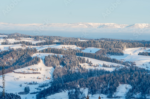 hills of Emmental on a winter morning