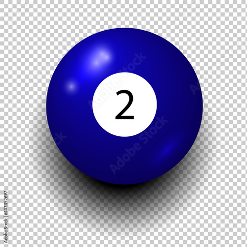 Stock vector of billiard ball number 2. Blue color. Isolated wind object on transparent background