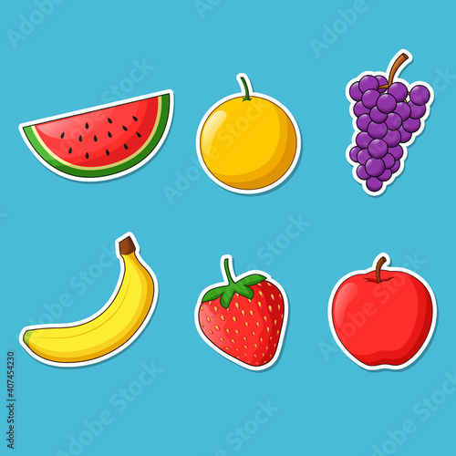 Set of fruit stickers. vector illustration