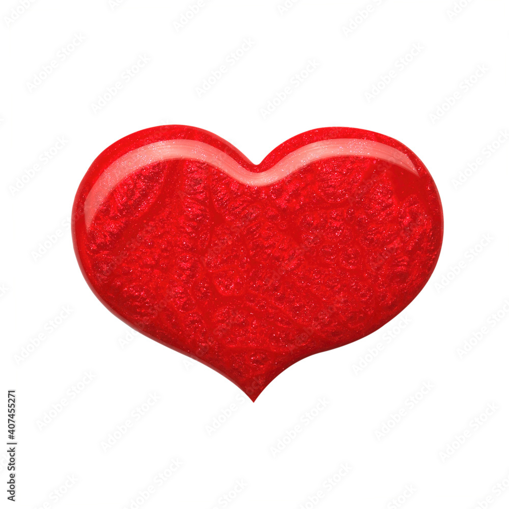 Blot of red heart shaped nail polish isolated on white Blot of red heart shaped nail polish isolated on white