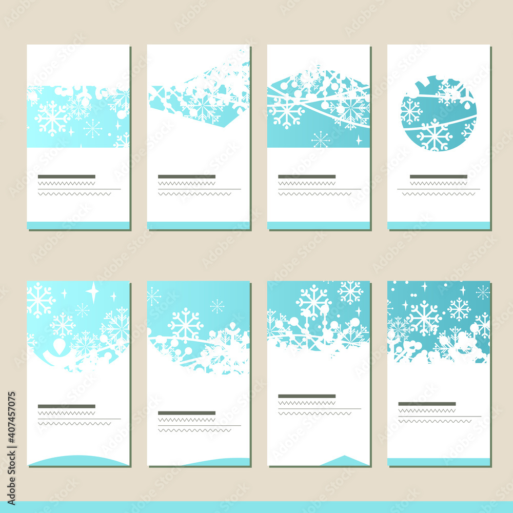Set with different winter christmas templates. Cards for your festive design and new year advertisement
