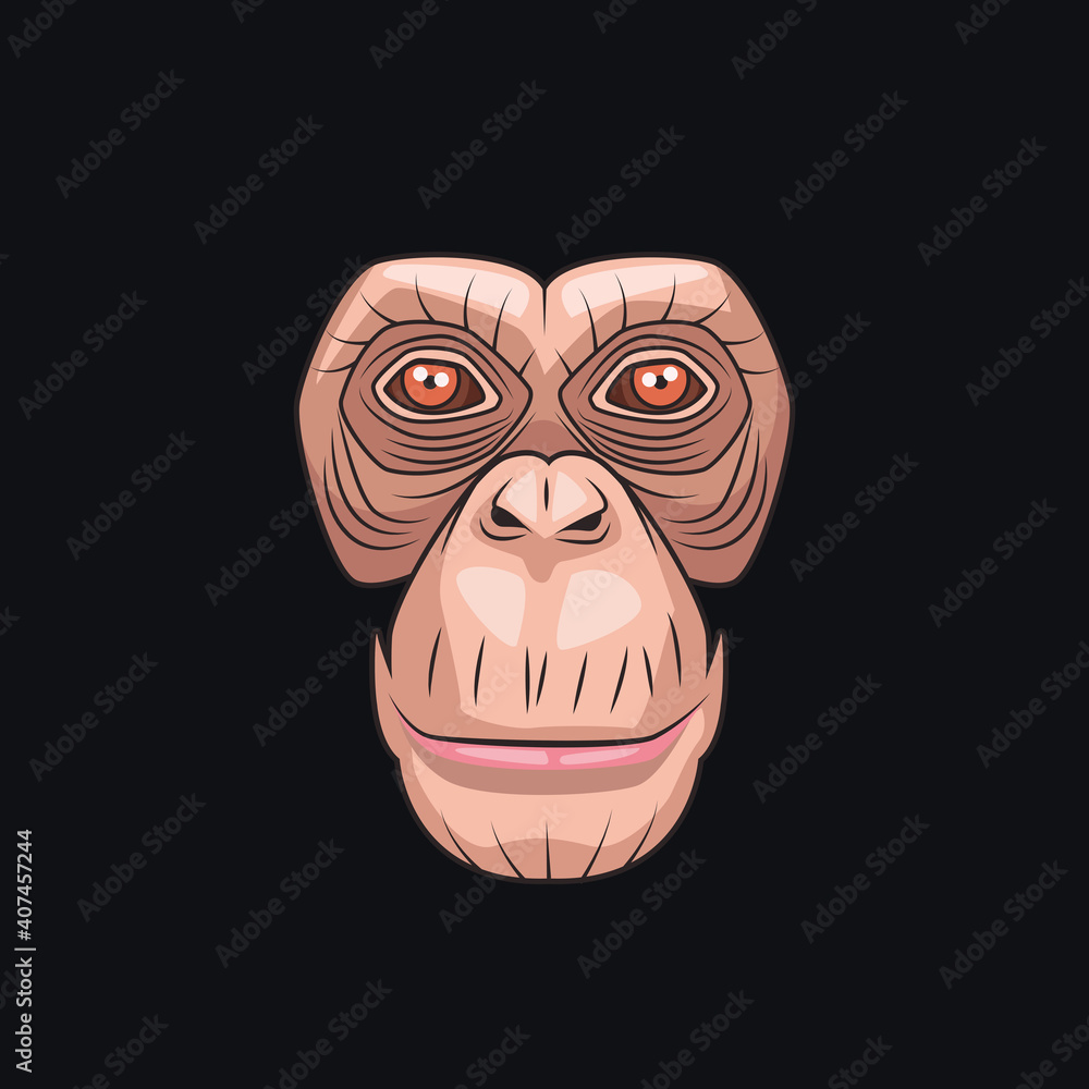 monkey animal wild head character in black background monkey animal wild head character in black background