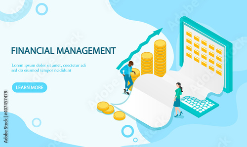 Financial management concept. Can use for web banner, infographics, hero images. Flat isometric vector illustration. Website, webpage, landing page template