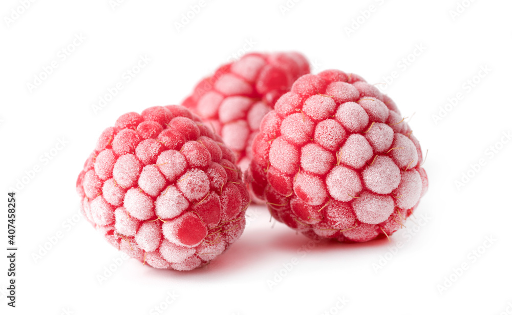 frozen raspberries isolated on white frozen raspberries isolated on white
