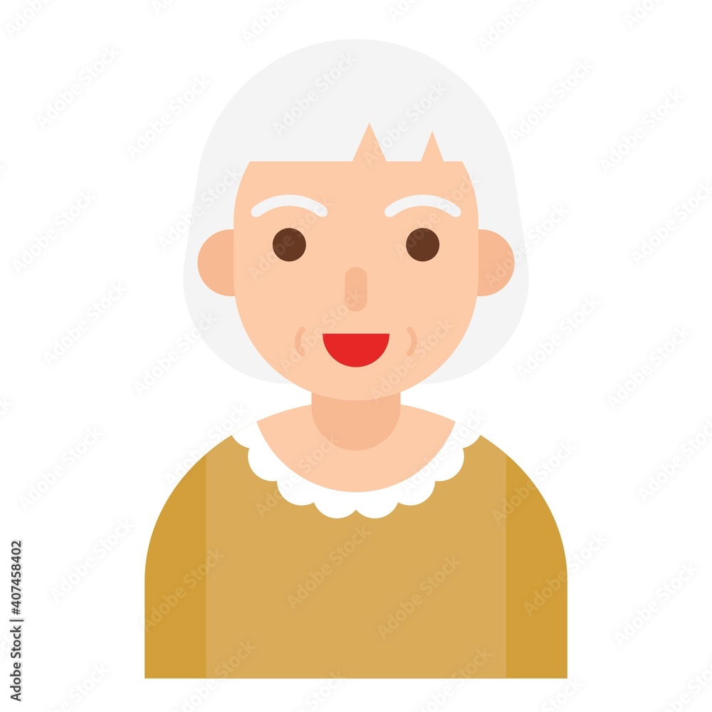 Obraz premium Elderly Woman avatar flat icon, vector illustration