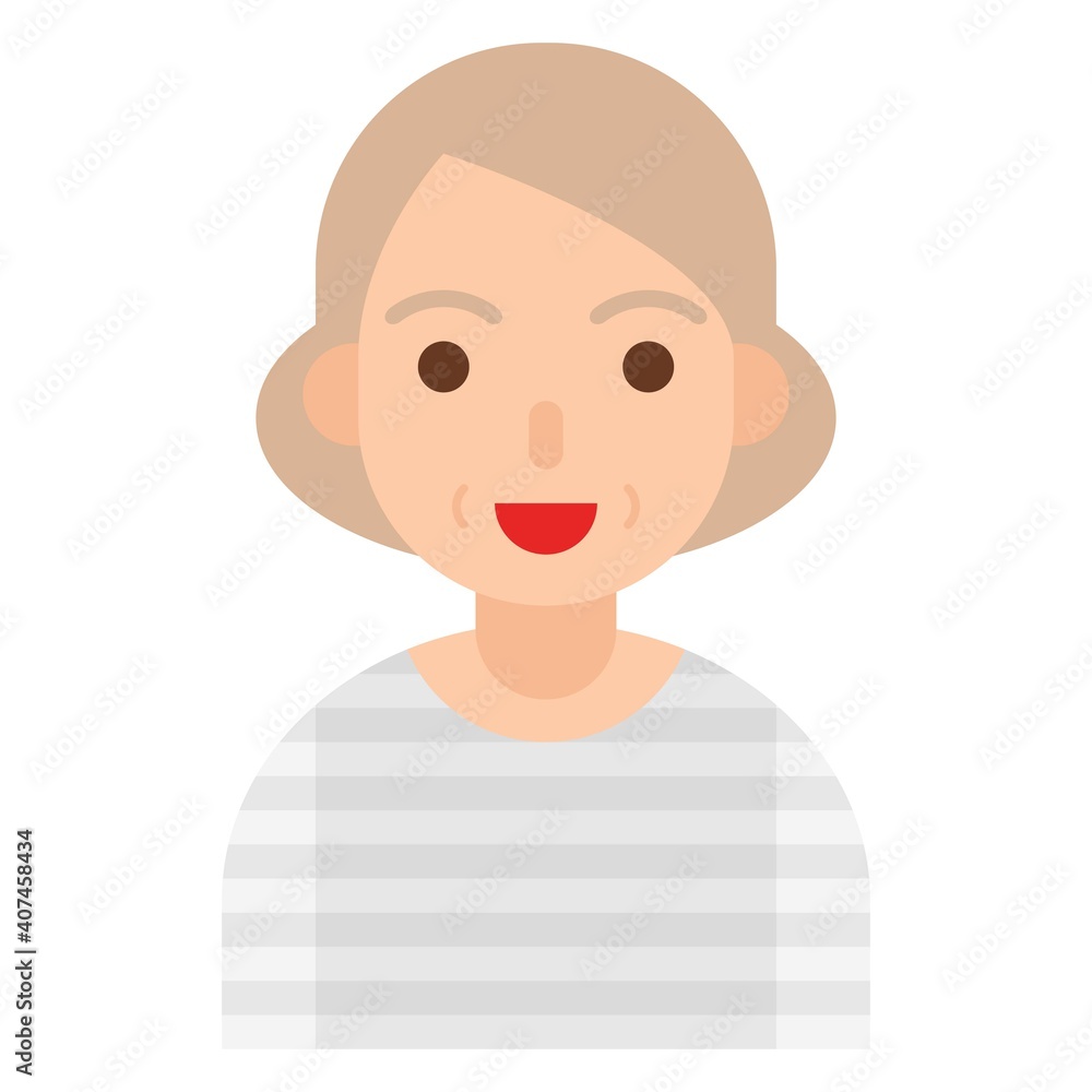 Elderly Woman avatar flat icon, vector illustration