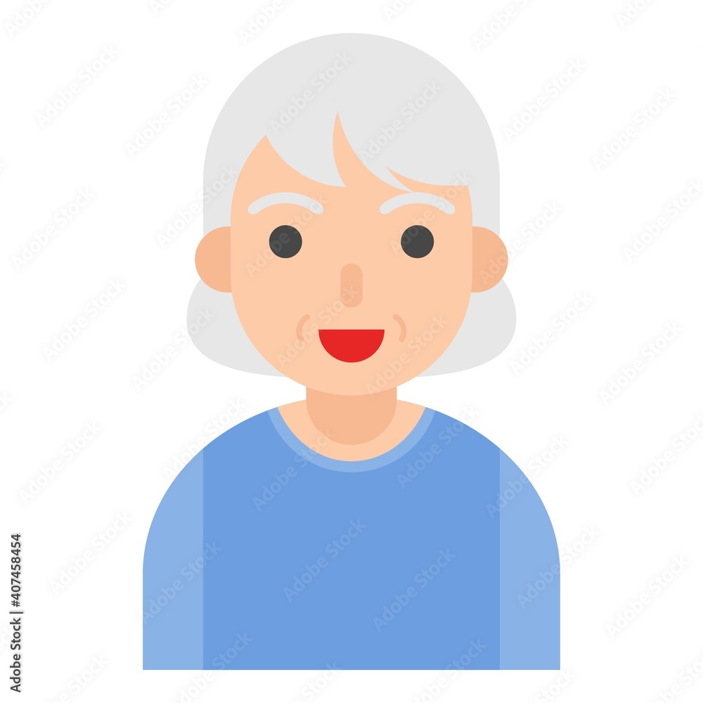Elderly Woman avatar flat icon, vector illustration Elderly Woman avatar flat icon, vector illustration