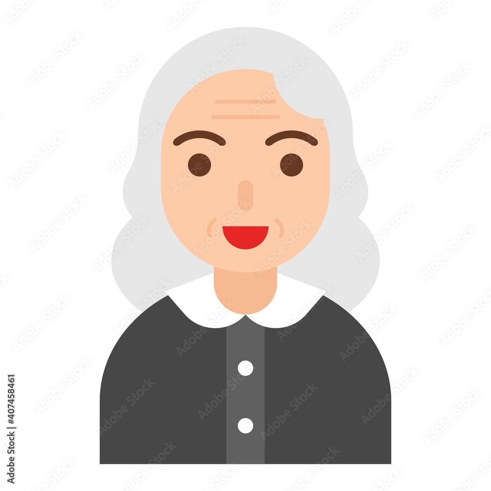 Elderly Woman avatar flat icon, vector illustration