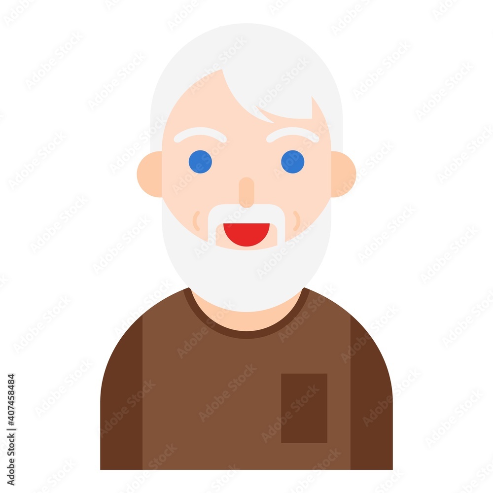 Elderly Man avatar flat icon, vector illustration