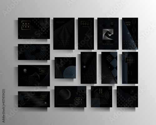 Cover design for a banner, flyer, poster, brochure, catalog, magazine, book a set of templates in different formats. Abstract vector background with a strict pattern.