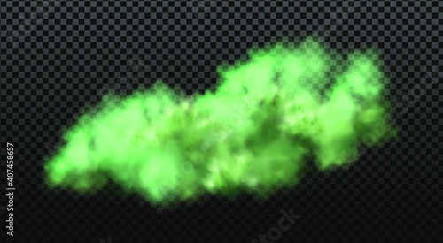 Green stink bad smell, smoke or poison gases,chemical toxic vapour.Vector realistic set of stench breath or sweat odor isolated on transparent checkered background.
