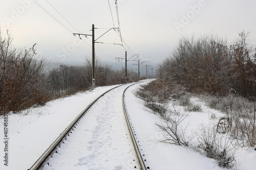 railway road in winter © Pavlo Klymenko