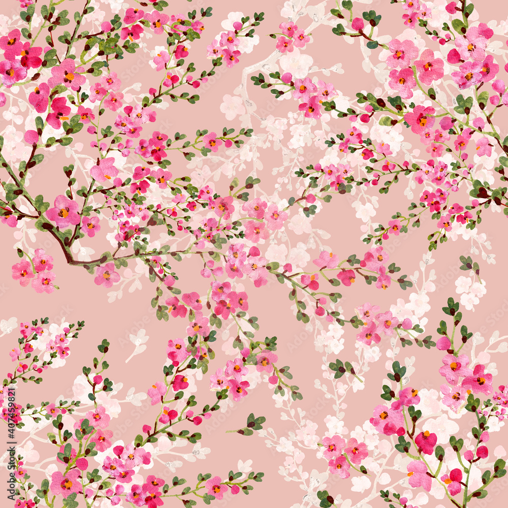 Obraz premium seamless pattern of spring flowers