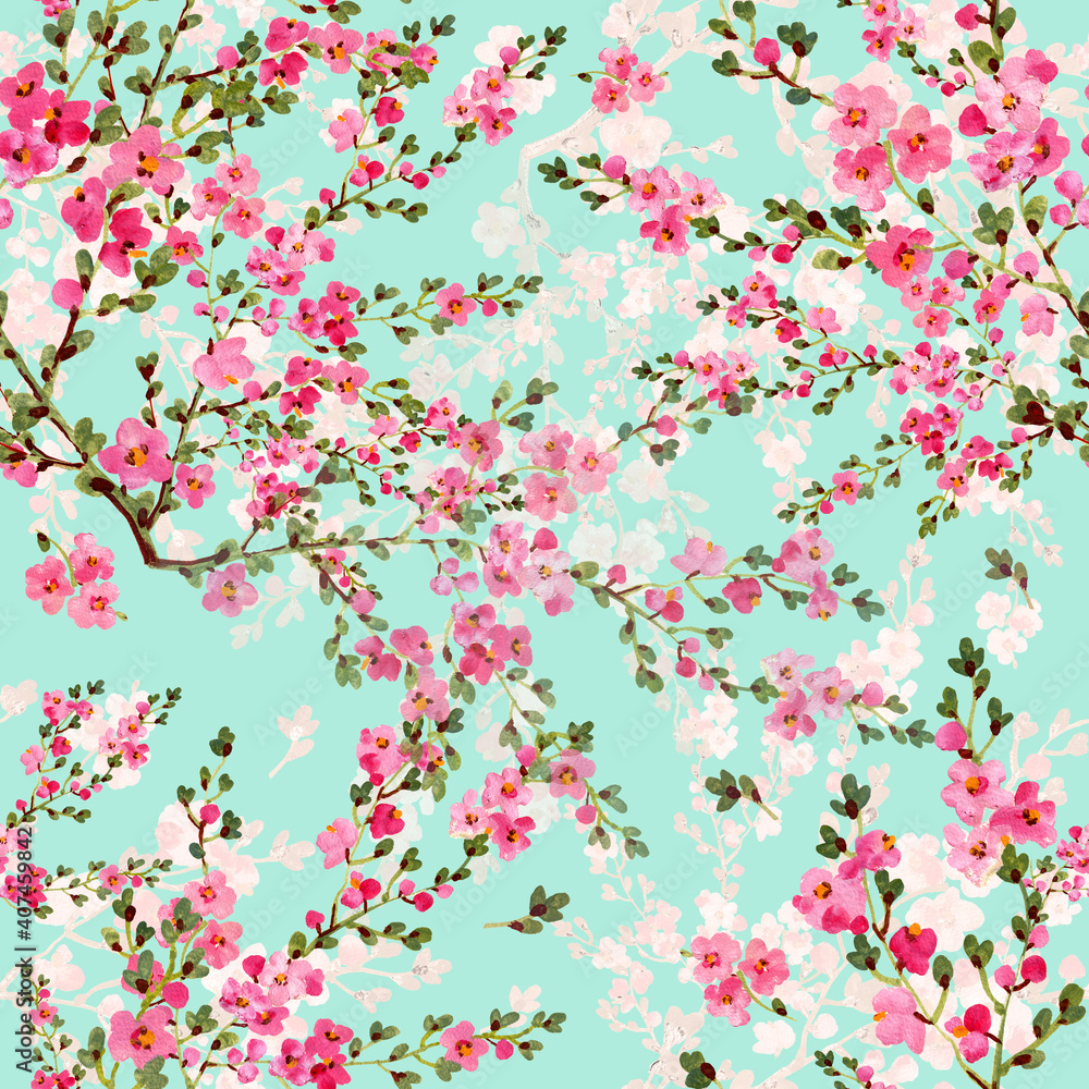 seamless pattern of spring flowers