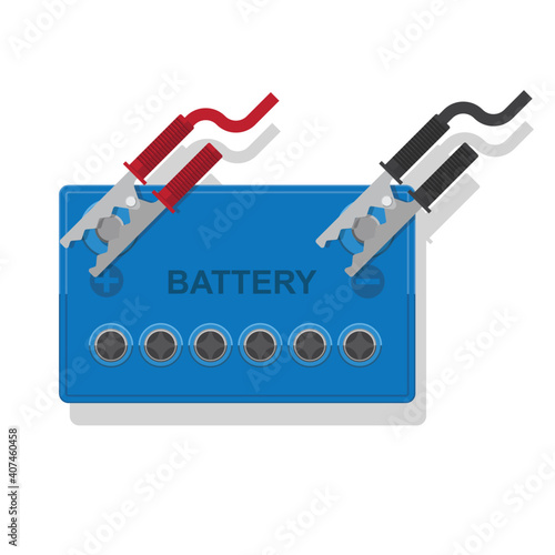 Car battery jump start vector flat design.