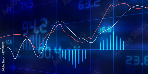 2d rendering Stock market online business concept. business Graph 