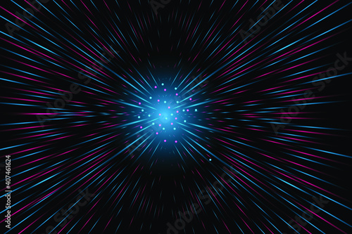 Colorful Nebula in Space, Beautiful galaxy, Stardust and bright shining stars in universal background. Vector illustration.