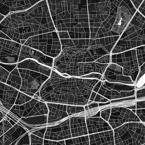 Nurnberg, Germany dark vector art map