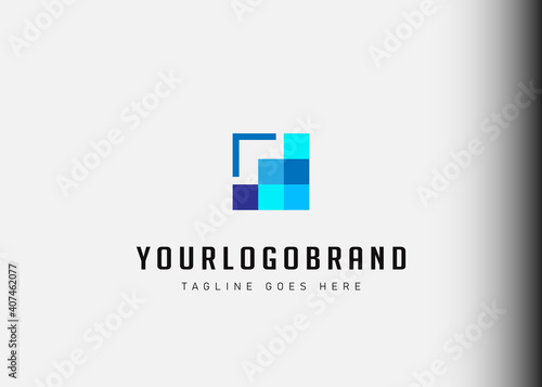 Digital marketing logo design inspiration. Flat square vector illustration. Modern vintage icon design template with line art style.