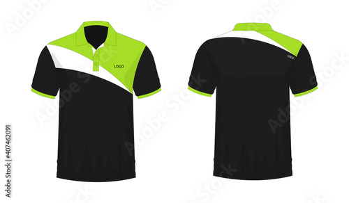 T-shirt Polo green and black template for design on white background. Vector illustration eps 10.